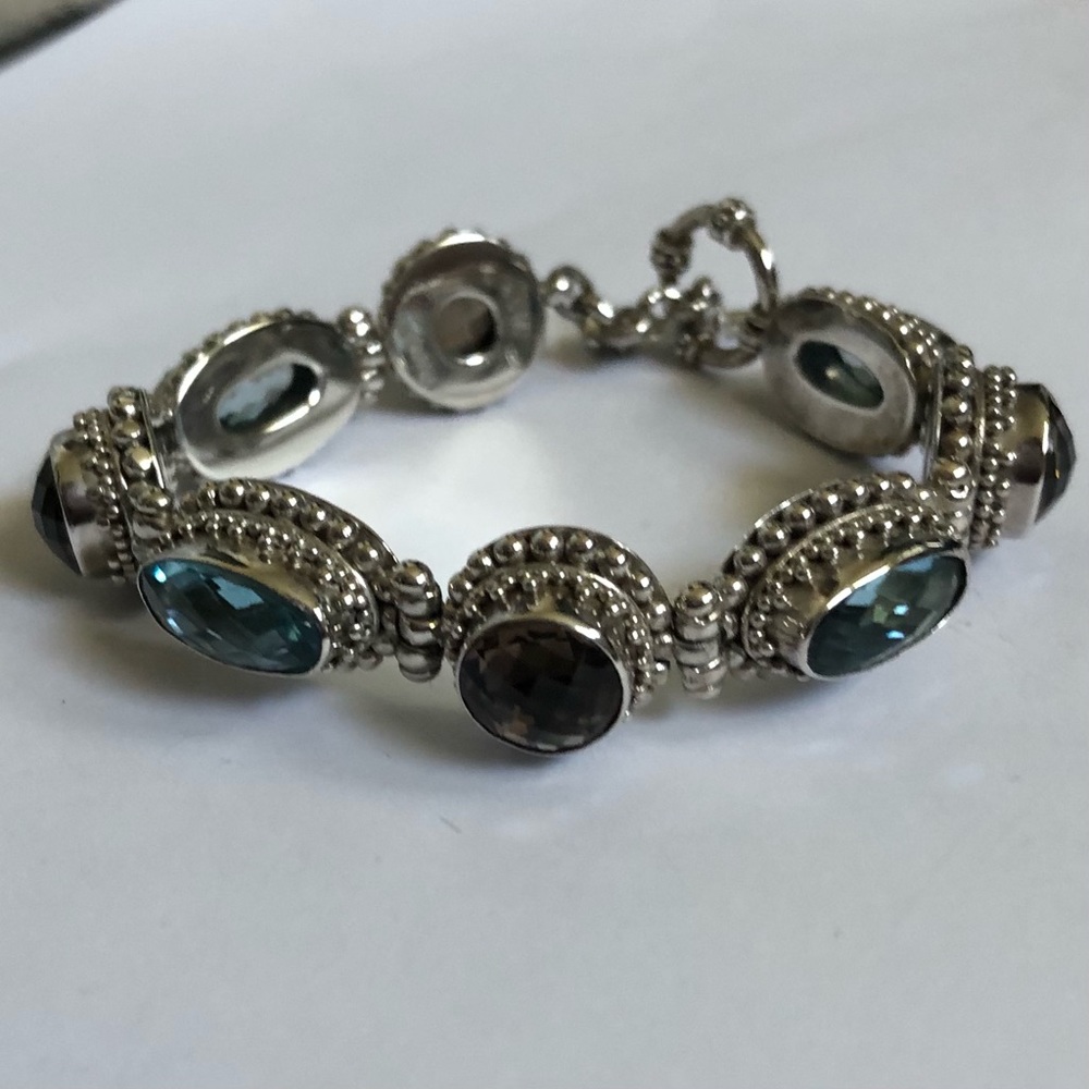 Blue Topaz and Smoky Quartz Bracelet
